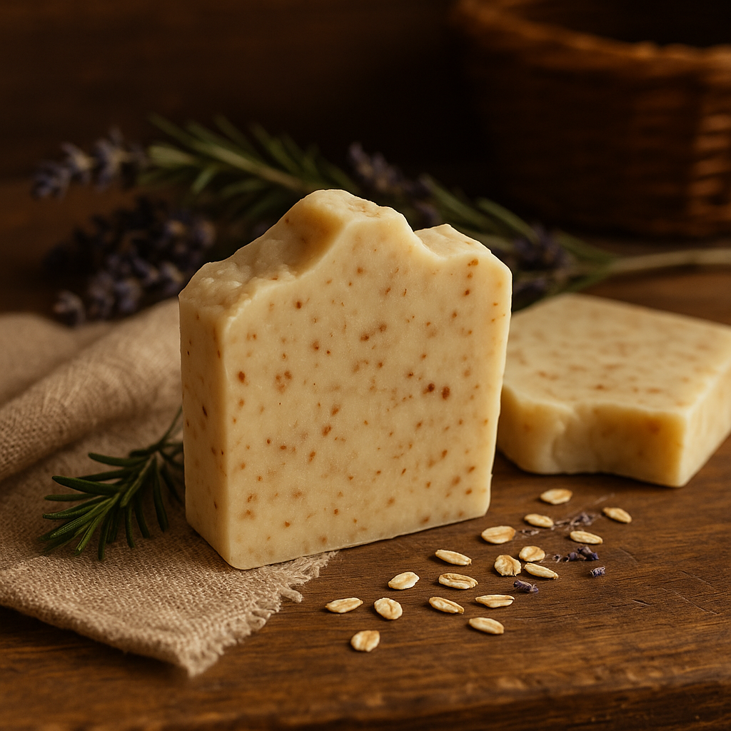 Savon artisanal au beurre de karité, avoine et lait d’alpaga- Romarin & Lavande