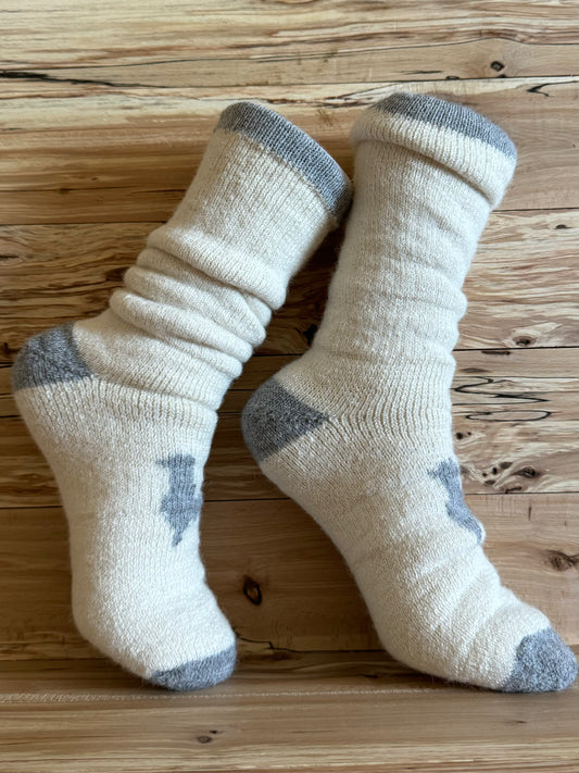 White Alpaca Thermal Socks - Pure Warmth & Extreme Softness / MarieBob Farm