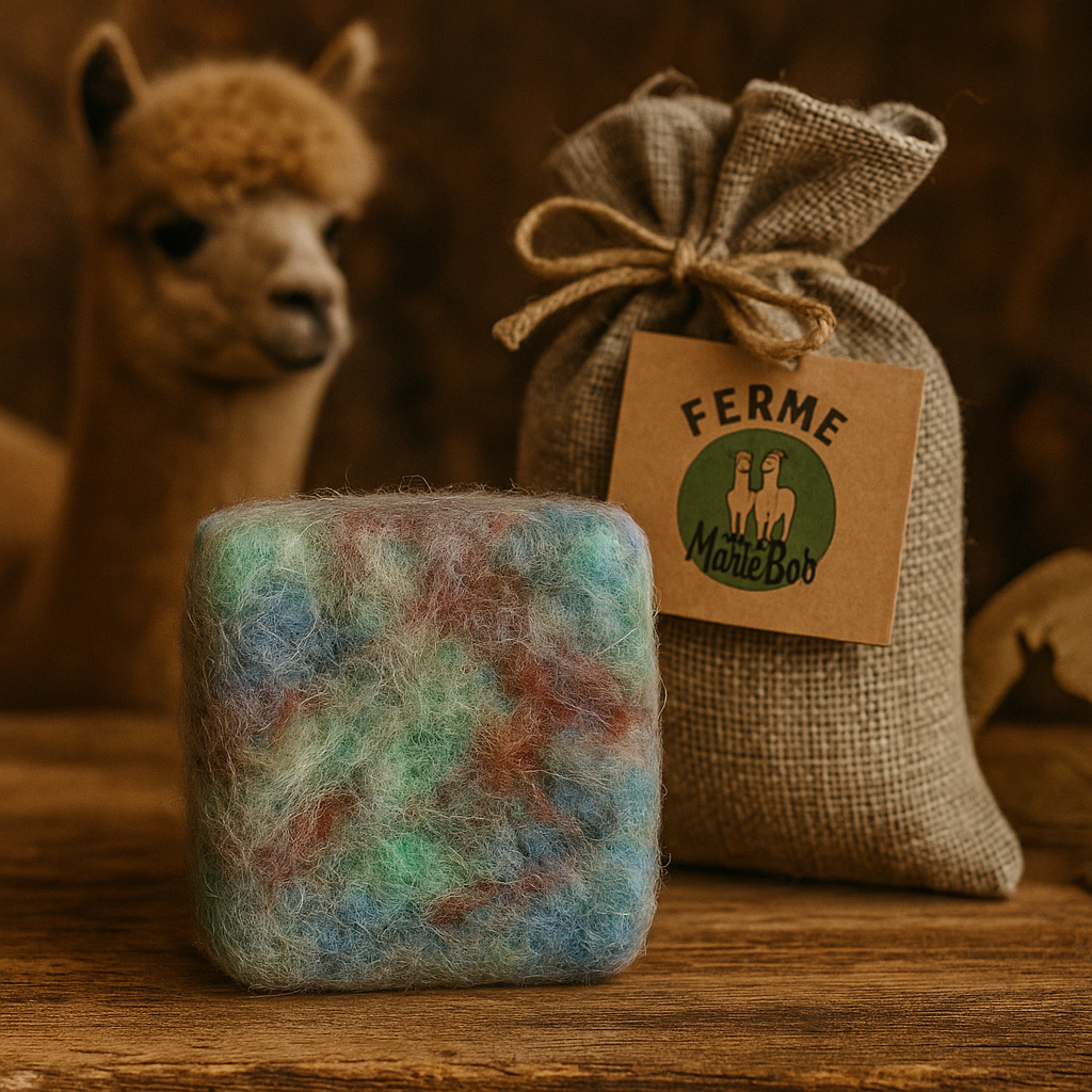 savon feutré artisanal 100% fibre d'alpaga