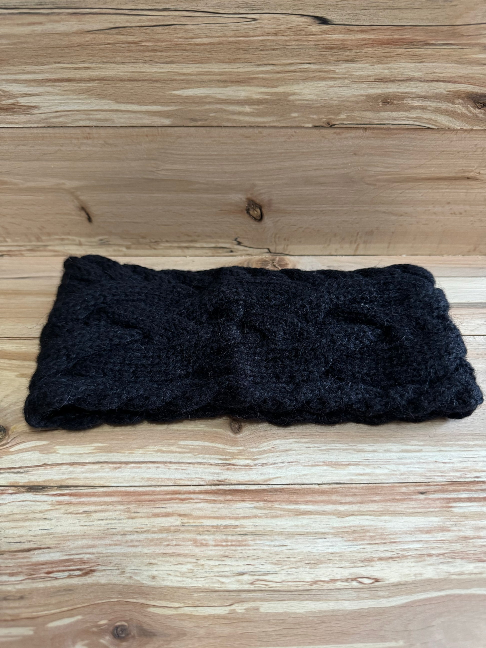 Bandeau torsadé en fibre d'alpaga noir