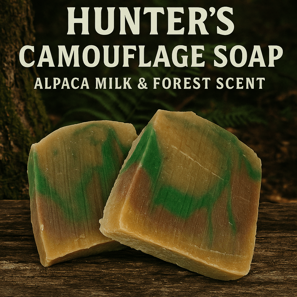 Savon artisanal Camouflage du Chasseur – Lait d’alpaga & forêt boréale - Ferme MarieBob